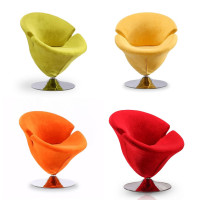 Manhattan Comfort 4-AC029 Tulip Swivel Accent Chair Set of 4 in Multi Color Orange, Yellow, Green and Red